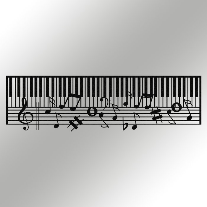 Wallity Piano - M121 Escultura de Pared de Metal Negra